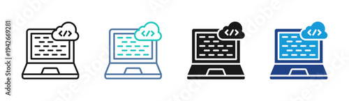 Web Coding icon set multiple style collection