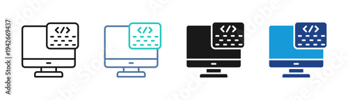 Code Editor icon set multiple style collection