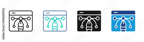 Algorithm Flow icon set multiple style collection