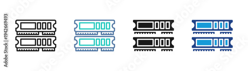 Server Memory icon set multiple style collection