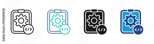 Mobile Development icon set multiple style collection