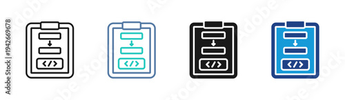 Code Interface icon set multiple style collection
