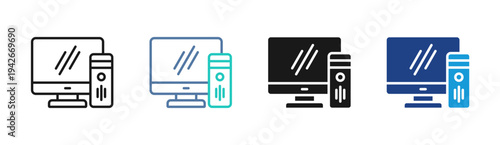Desktop Development icon set multiple style collection