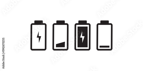 Battery level indicators. Colorful battery charge level icons. Battery power level pictograms in outline style. Battery level indicators. vector illustration eps file.