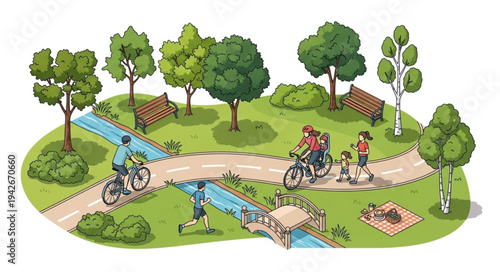 Cyclists Riding on Park Trails.