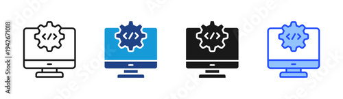 Code Settings icon set multiple style collection