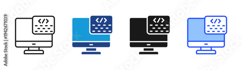 Code Editor icon set multiple style collection