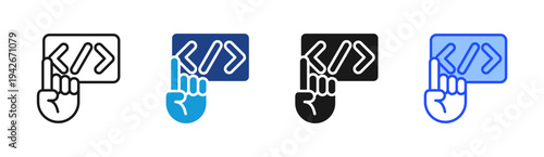 Code Review icon set multiple style collection