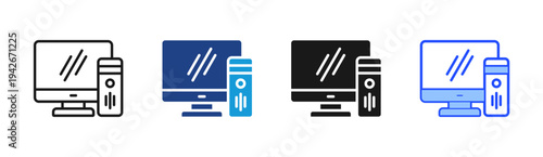 Desktop Development icon set multiple style collection