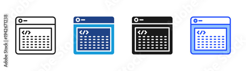 Web Coding icon set multiple style collection