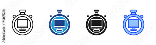 Performance Monitoring icon set multiple style collection