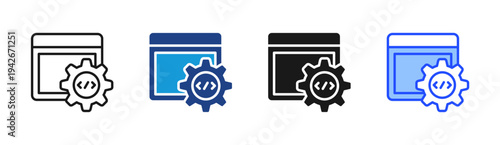 Code Installation icon set multiple style collection