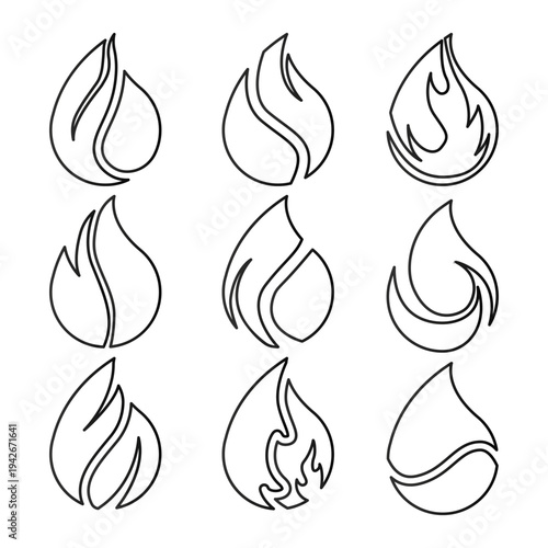 Line Art Oil Drops Vector Illustration