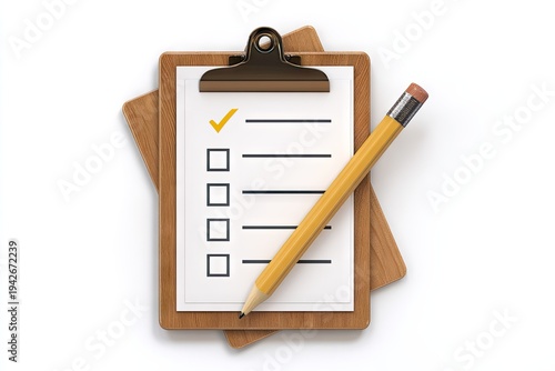 Wooden clipboard with checklist and pencil (10)