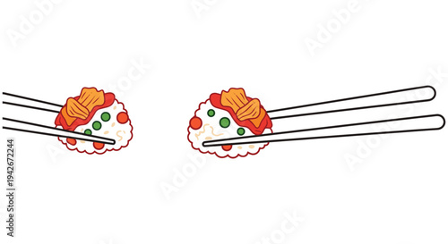 Kimchi Fried Rice Line art minimal abstract vibrant color illustration