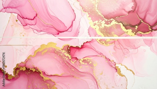 Abstract fluid art with pink and gold hues creating a soft aesthetic