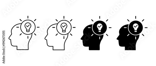 Head with bulb vector icon. Creative Brain Symbol