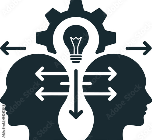 Creative idea and teamwork concept with light bulb and gear for business strategy, fl
