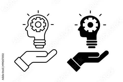 Head with bulb vector icon. Creative Brain Symbol