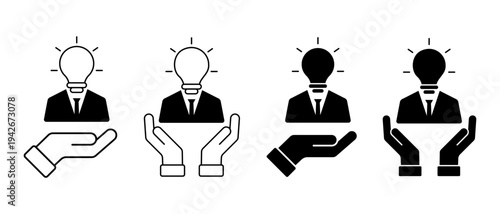 Head with bulb vector icon. Creative Brain Symbol