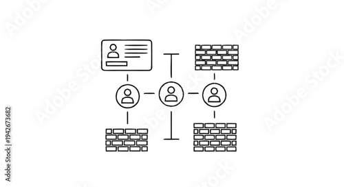 Network security concept with protected connections and data.