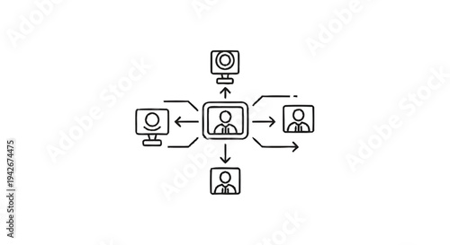 Online Communication Network Connecting People and Devices.