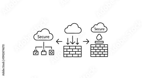 Network Security Firewall Cloud Data Protection Concept.