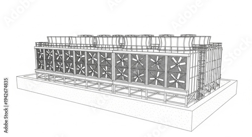 Detailed Architectural Building Blueprint Illustration.