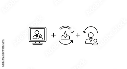 Online Meeting and Collaboration Process Icons.