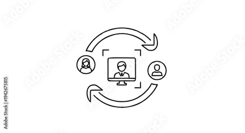 Online Meeting Collaboration and Communication Concept Icon.