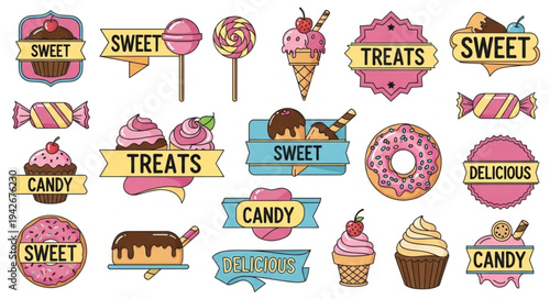 Sweet Treats and Candy Collection with Decorative Labels.