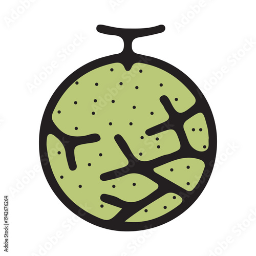 Exotic Melon Delight: A vibrant illustration showcases a single, perfectly ripe melon, its speckled skin and intricate design hinting at a sweet and refreshing taste.