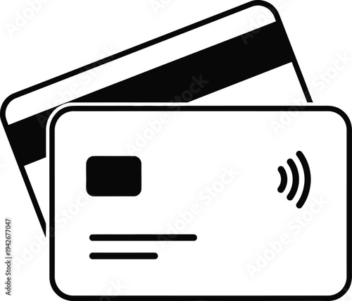 Credit card icon with contactless payment symbol