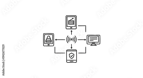 Networked Devices Connected Through Wireless Technology.