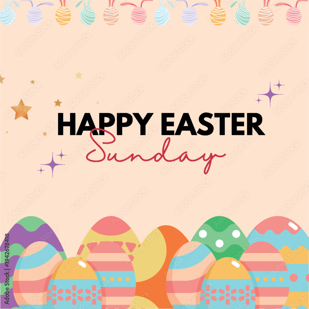 Fototapeta premium Pink and Purple Happy Easter Sunday Instagram Post