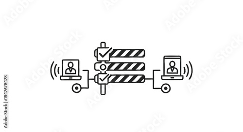 Networked Devices Connected to Central Server with Data Transfer.