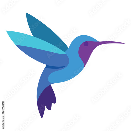 Vibrant stylized hummingbird in mid-flight with vivid gradient colors