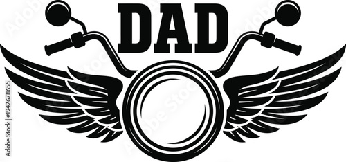 Dad Motorcycle Wing Emblem Illustration