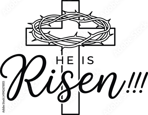 He Is Risen Christian Easter Cross Illustration