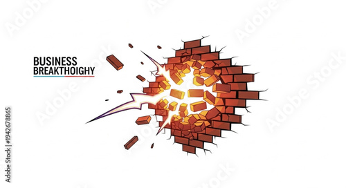 Exploding Brick Wall Business Concept.