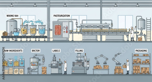 Factory Production Line Manufacturing Process.