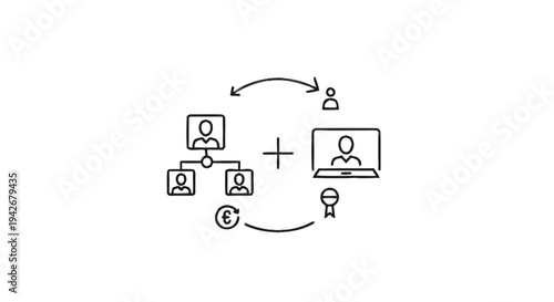 Organizational structure and remote work integration concept.