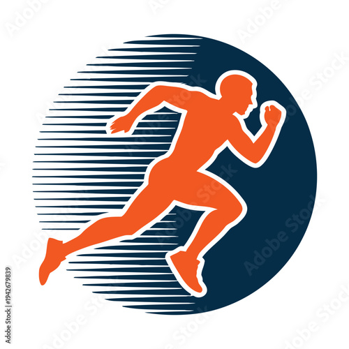 Dynamic runner breaking through a barrier of speed and determination