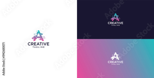 smart bulb logo icon. bulb logo technology. initial logo design A