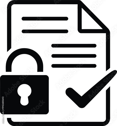 Secure document icon with lock and checkmark