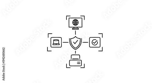 Network Security Shield Protecting Connected Devices and Data.