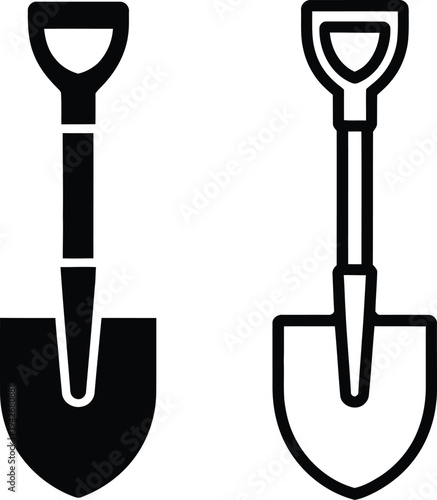 Shovel and spade icons in black and white
