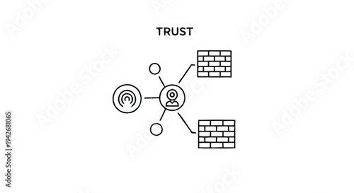 Network Security Trust Concept with Firewalls and Connections.