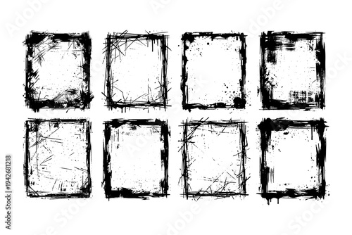 Grunge frame collection with distressed borders for artistic designs