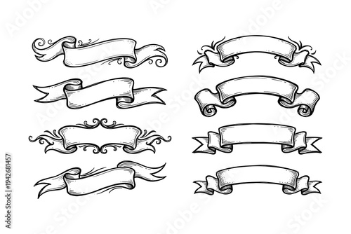 Vintage scroll banners collection for elegant design projects